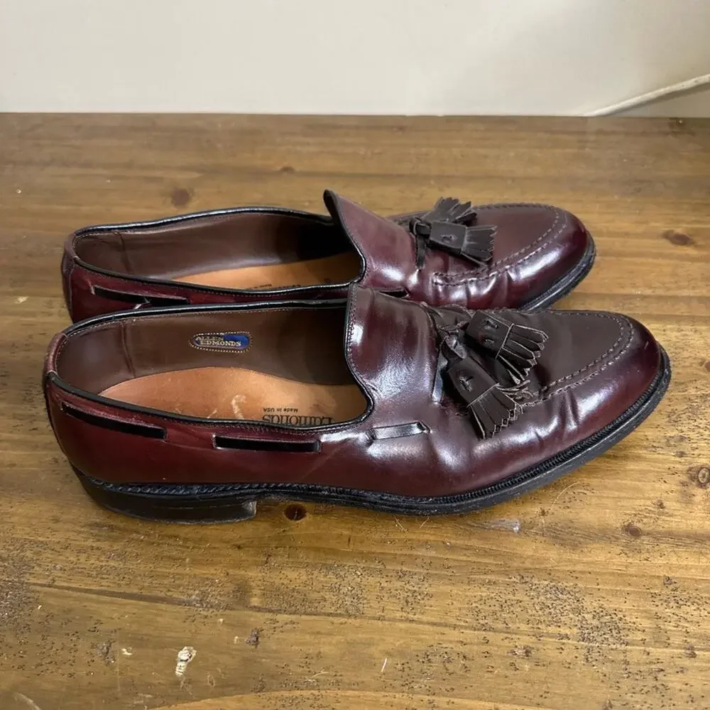 Allen Edmonds Grayson Tassel Loafer Dress Shoes Mens 9 Burgundy